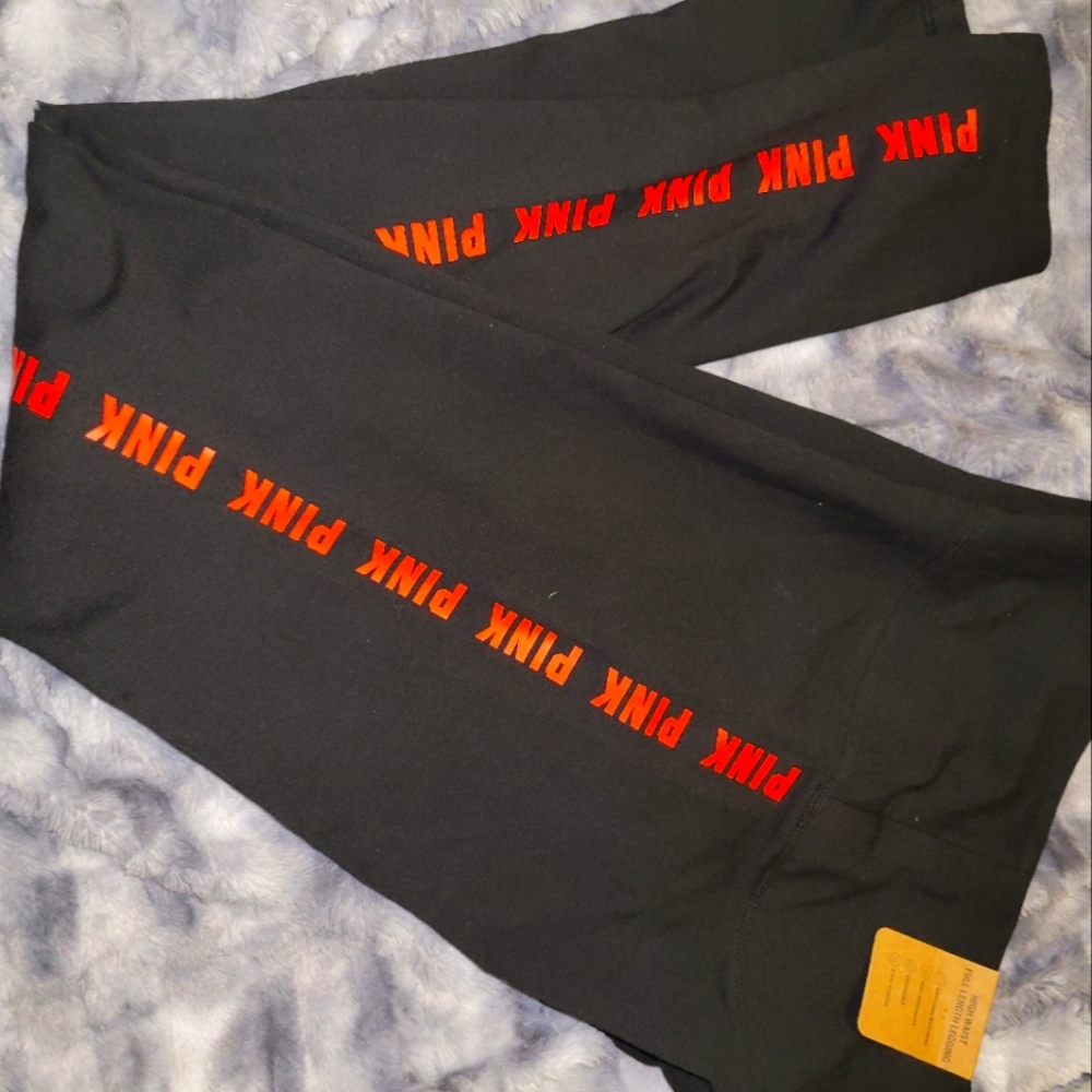 High waist full length Pink logo leggings